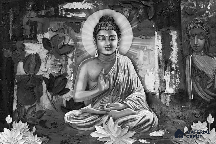 BUD - 18A | Bhuddha Series Abstract Look 40 inches Sandblast Paper (Customized Size Wallpaper)