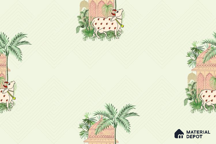 PIC-03 | Pichwai Series Animal Print Look 40 inches Sandblast Paper (Customized Size Wallpaper)