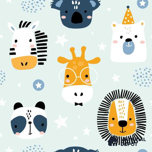 PIND017 | Kid Series Animal Print Look 40 inches Sandblast Paper (Customized Size Wallpaper)