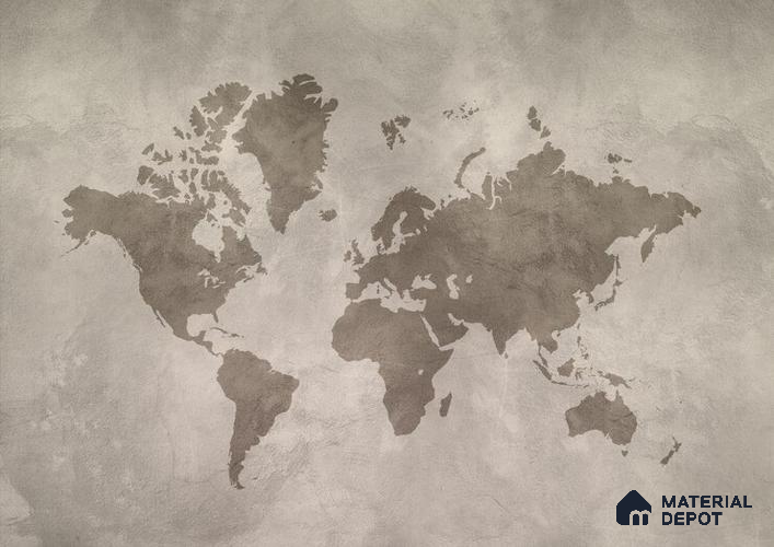 WC04MTF World Map Isolated 39 Inches Fiber Glass Matte Finish Wallcovering (Customised Size Wallpapers)