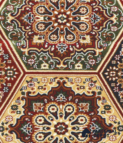 1328-Mandala Red Classic Wilton Series 25 Meter x 3.96 Meter Pattern 1 Carpet Tile - 12 mm