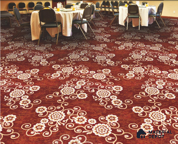 1334-Floral Red Classic Wilton Series 25 Meter x 3.96 Meter Pattern 2 Carpet Tile - 12 mm