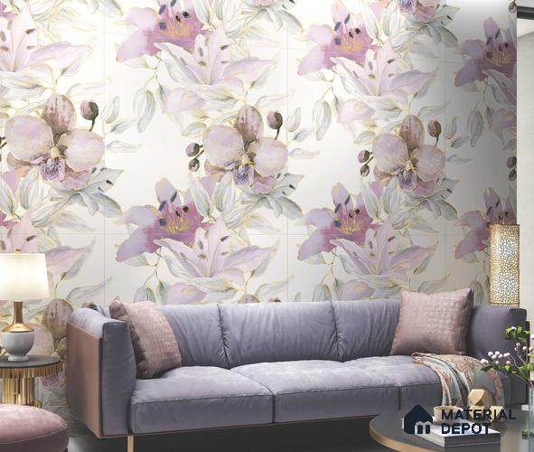 Floral Wall Highlighter Tile TL 05742 Jewel Bramble Beauty 4 ft x 2 ft Vitrified Matte Finish - 9 mm | Suitable for Living Room, Bedroom, Bathroom & Foyer