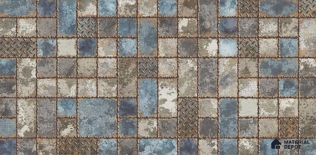 Highlighter Wall Tile TL 05735 Vitara Rusty Blue 4 ft x 2 ft Vitrified Matte Finish - 9 mm | Suitable for Living Room, Bedroom, Bathroom & Foyer