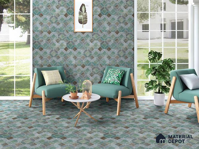 Multifired Moroccan Floor & Wall Tile TL 05722 Radiance Lepiz Elegance 2 ft x 2 ft Vitrified Matte Finish - 9 mm | Suitable for Living Room, Bathroom, Kitchen & Backsplash
