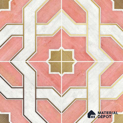 Multifired Moroccan Floor & Wall Tile TL 05663 Zellige Blush Damask 12 x 12 inch Vitrified Matte Finish - 9 mm | Suitable for Living Room, Bathroom, Kitchen & Backsplash