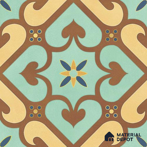 Multifired Moroccan Floor & Wall Tile TL 05678 Zellige Cerulean Lattice 12 x 12 inch Vitrified Matte Finish - 9 mm | Suitable for Living Room, Bathroom, Kitchen & Backsplash