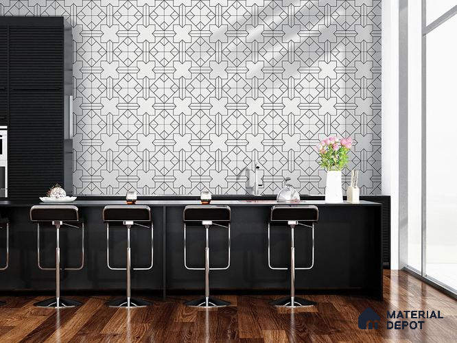 Multifired Moroccan Floor & Wall Tile TL 05712 Zellige Delicate Strokes 12 x 12 inch Vitrified Matte Finish - 9 mm | Suitable for Living Room, Bathroom, Kitchen & Backsplash