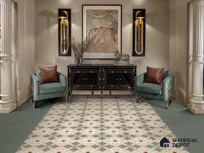 Multifired Moroccan Floor & Wall Tile TL 05672 Zellige Freedom Green 12 x 12 inch Vitrified Matte Finish - 9 mm | Suitable for Living Room, Bathroom, Kitchen & Backsplash