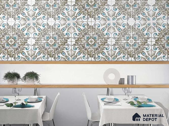 Multifired Moroccan Floor & Wall Tile TL 05676 Zellige Retro Clover 12 x 12 inch Vitrified Matte Finish - 9 mm | Suitable for Living Room, Bathroom, Kitchen & Backsplash