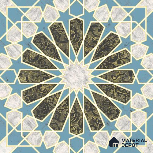 Multifired Moroccan Floor & Wall Tile TL 05669 B Zellige Sapphire Arabesque 12 x 12 inch Vitrified Matte Finish - 9 mm | Suitable for Living Room, Bathroom, Kitchen & Backsplash