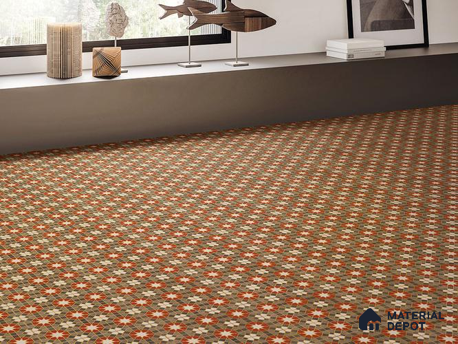 Multifired Moroccan Floor & Wall Tile TL 05665 Zellige Scarlet Festival 12 x 12 inch Vitrified Matte Finish - 9 mm | Suitable for Living Room, Bathroom, Kitchen & Backsplash