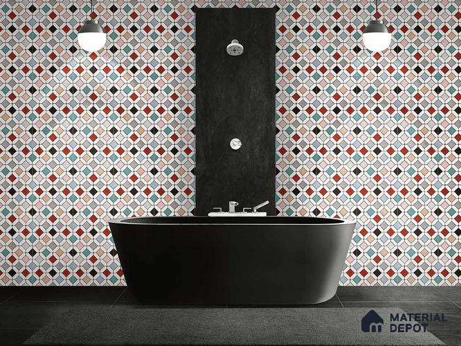 Multifired Moroccan Floor & Wall Tile TL 05700 Zellige Spectral Design 12 x 12 inch Vitrified Matte Finish - 9 mm | Suitable for Living Room, Bathroom, Kitchen & Backsplash