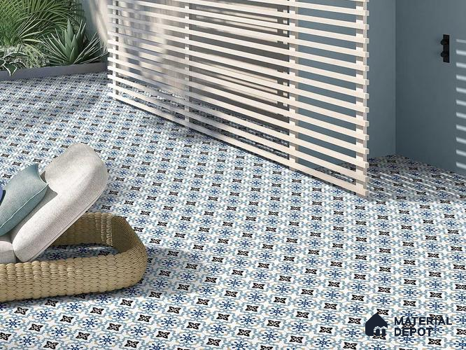 Multifired Moroccan Floor & Wall Tile TL 05704 Zellige Swelling Blue 12 x 12 inch Vitrified Matte Finish - 9 mm | Suitable for Living Room, Bathroom, Kitchen & Backsplash