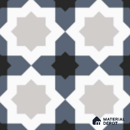 Multifired Moroccan Floor & Wall Tile TL 07962 Astral Denim 12 x 12 inch Vitrified Matte Finish - 9 mm | Suitable for Living Room, Bathroom, Kitchen & Backsplash