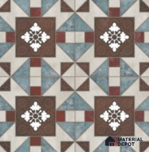 Multifired Moroccan Floor & Wall Tile TL 07953 Sterling Mirage 2 ft x 2 ft Vitrified Matte Finish - 9 mm | Suitable for Living Room, Bathroom, Kitchen & Backsplash