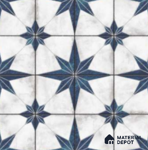 Multifired Moroccan Floor & Wall Tile TL 07950 Caspian Veil 2 ft x 2 ft Vitrified Matte Finish - 9 mm | Suitable for Living Room, Bathroom, Kitchen & Backsplash