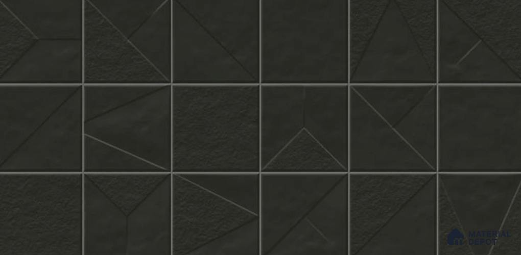 Punch Look Wall Tile TL 11449 Nova Black 2 ft x 1 ft Ceramic Punch Matte Finish - 8 mm | Suitable for Bathroom, Dining & Kitchen