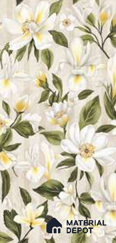 Floral Look Wall Tile TL 12121 Floral White 4 ft x 2 ft Vitrified Matte Finish - 9 mm  | Suitable for Living Room, Bedroom & Dining