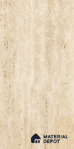 Marble Floor & Wall Tile TL 06380 Travertine Giallo 4 ft x 2 ft Glossy Finish Vitrified Tile - 9 mm | Suitable for Living Room, Bedroom & Bathroom