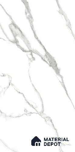 Marble Floor & Wall Tile TL 06381 Statuario Venato Dark 4 ft x 2 ft Glossy Finish Vitrified Tile - 9 mm | Suitable for Living Room, Bedroom & Bathroom