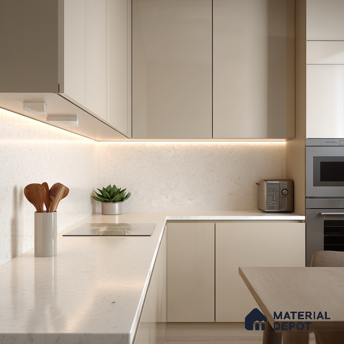 Belina Quartz QR 00280 B Marosa Gold Helsinki Series 10.5 ft x 4.82 ft Quartz - 20 mm | 10 Years and Replacement Warranty | Suitable for Kitchen, Restaurant, Counter Tops, Dining, Reception, office
