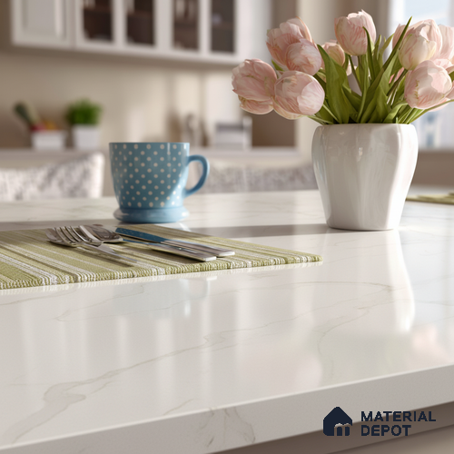 Belina Quartz QR 00284 Madura Royale Gold Helsinki Series 10.5 ft x 5.35 ft Quartz - 20 mm | 10 Years and Replacement Warranty | Suitable for Kitchen, Restaurant, Counter Tops, Dining, Reception, office