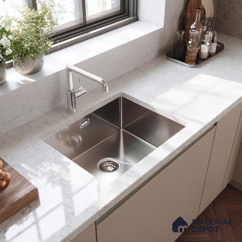 Belina Quartz QR 00047 Frosted Petal Regalia Series 11.42 ft x 6.58 ft Quartz - 20 mm | 10 Years Warranty | Suitable for Kitchen, Restaurant, Counter Tops, Dining, Reception, office