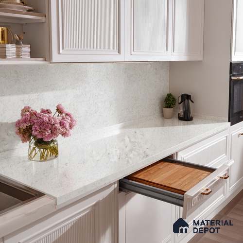 Belina Quartz QR 00071 Frosted Cascade Viola Series 10.75 ft x 5.42 ft Quartz - 20 mm | 7 Years Warranty | Suitable for Kitchen, Restaurant, Counter Tops, Dining, Reception, office