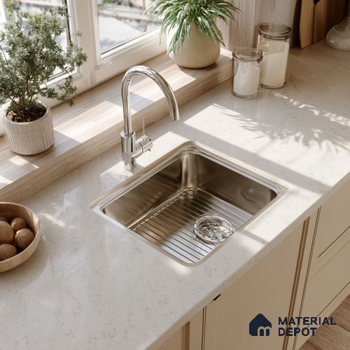 Belina Quartz QR 00067 Frosted Lattice Regalia Series 11.42 ft x 6.58 ft Quartz - 20 mm | 10 Years Warranty | Suitable for Kitchen, Restaurant, Counter Tops, Dining, Reception, office