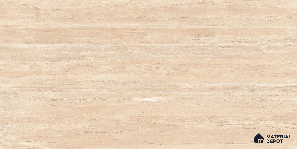 Travertine Floor & Wall Tile TL 12019 ESP Travertine Beige 4 ft x 2 ft Glossy Finish Vitrified Tile - 9 mm | 3 Random Design