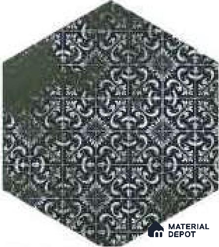 Hexagonal Tiles Floor Tile TL 12146 D 90134 Emerald Green 10 inc x 8.5 inc Carving Matte Finish  Vitrified Tile - 9 mm