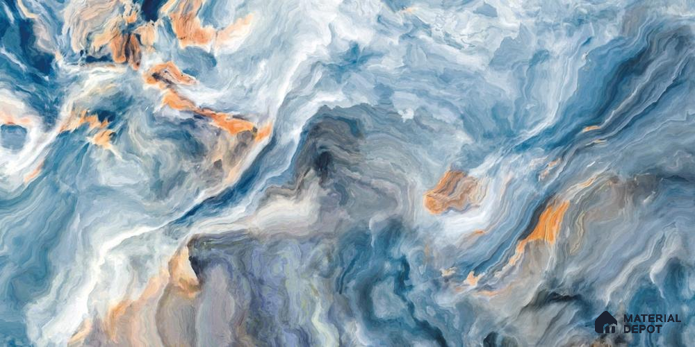 Marbles & Stones Floor & Wall Tile TL 12043 Illusion Blue 4 ft x 2 ft High Gloss Finish Vitrified Tile - 9 mm | 3 Random Design