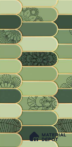 Faux Subway Wall Tile TL 10784 Boat Green Decor 2 ft x 1 ft Glossy Finish Ceramic Tile - 9 mm | Please Expect a Slight Variation of Pattern