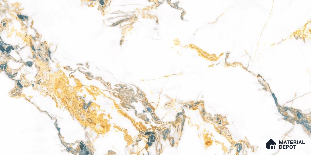 Marbles & Stones Floor & Wall Tile TL 12045 Porto Aqua 4 ft x 2 ft High Gloss Finish Vitrified Tile - 9 mm | 5 Random Design