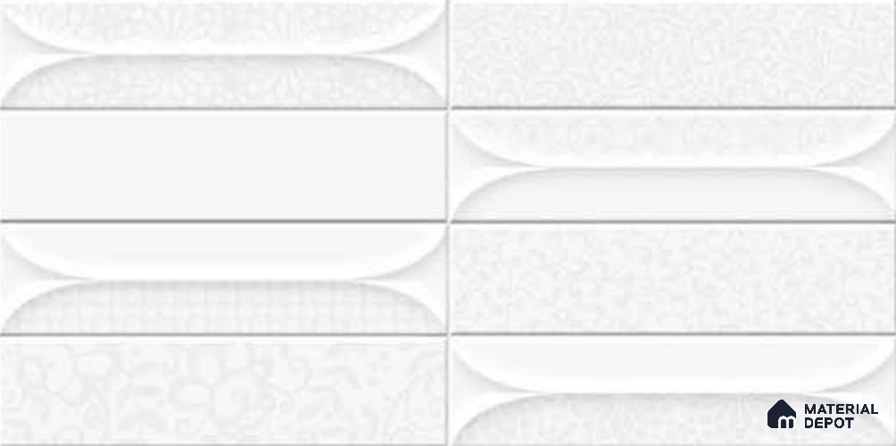 Faux Subway Wall Tile TL 10808 Era White Luster Decor 2 ft x 1 ft Matte Finish Ceramic Tile - 9 mm | Please Expect a Slight Variation of Pattern