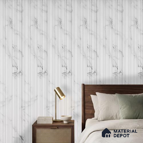 White Marble Louver PN 00524 9.5 ft x 4.8 inch Charcoal Panel - 12 mm | Suitable for Feature Wall, TV Unit & Living Room | Width is Subjected to 5% Variation