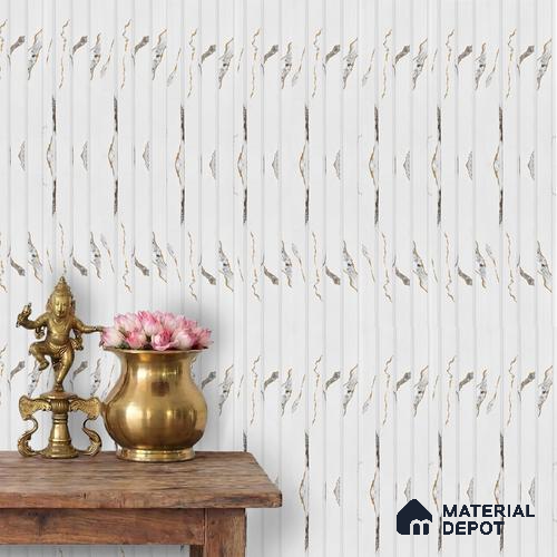 Beige Marble Louver PN 02776 9 ft x 6.5 inch Charcoal Panel - 12 mm | Suitable for Feature Wall, TV Unit & Living Room | Width is Subjected to 5% Variation