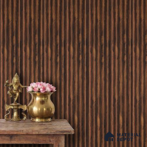 Brown Wooden Louver PN 02780 9 ft x 6.7 inch Charcoal Panel - 14 mm | Suitable for Feature Wall, TV Unit & Living Room | Width is Subjected to 5% Variation