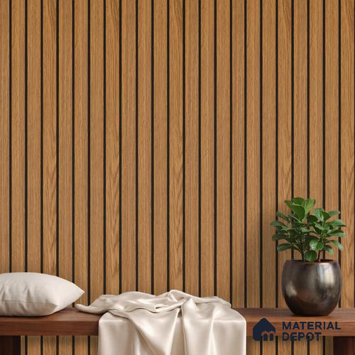 Brown Wooden Louver PN 02804 9 ft x 6.7 inch Charcoal Panel - 14 mm | Suitable for Feature Wall, TV Unit & Living Room | Width is Subjected to 5% Variation