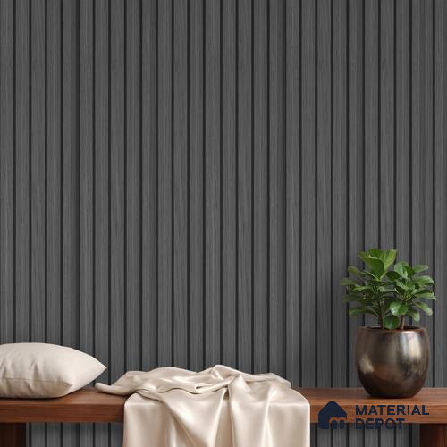 Grey Wooden Louver PN 02805 9 ft x 6.7 inch Charcoal Panel - 14 mm | Suitable for Feature Wall, TV Unit & Living Room | Width is Subjected to 5% Variation