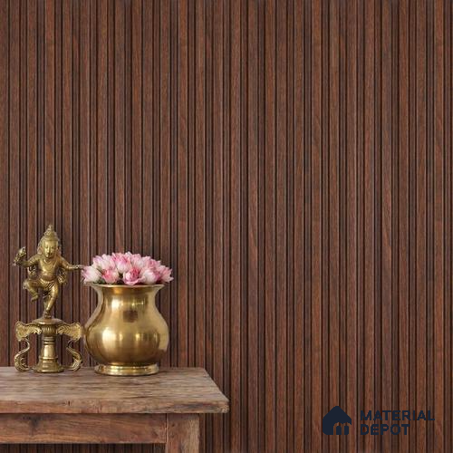 Brown Wooden Louver PN 02817 9 ft x 4.9 inch Charcoal Panel - 11 mm | Suitable for Feature Wall, TV Unit & Living Room | Width is Subjected to 5% Variation