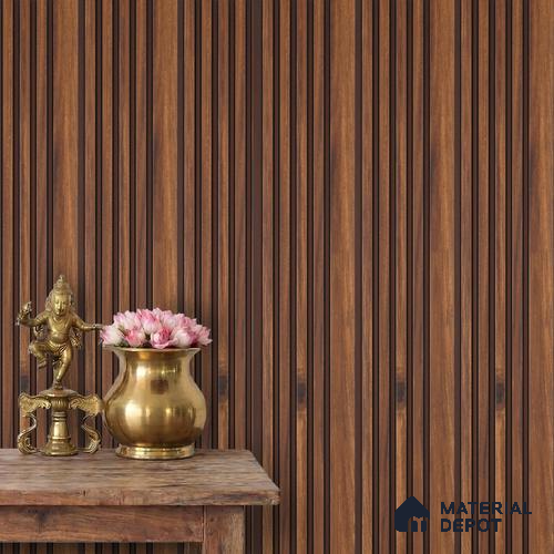 Brown Wooden Louver PN 02821 9 ft x 4.9 inch Charcoal Panel - 11 mm | Suitable for Feature Wall, TV Unit & Living Room | Width is Subjected to 5% Variation