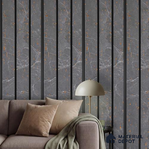 Grey Marble Louver PN 03020 8 ft x 4.9 inch Charcoal Panel - 8 mm | Suitable for Feature Wall, TV Unit & Living Room | Width is Subjected to 5% Variation