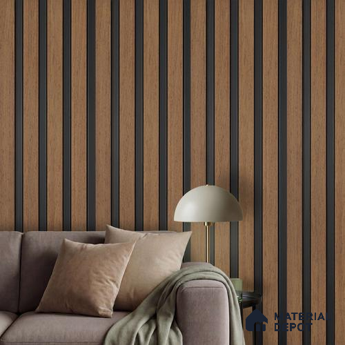 Brown Wooden Louver PN 03249 B 8 ft x 4.9 inch Charcoal Panel - 8 mm | Suitable for Feature Wall, TV Unit & Living Room | Width is Subjected to 5% Variation