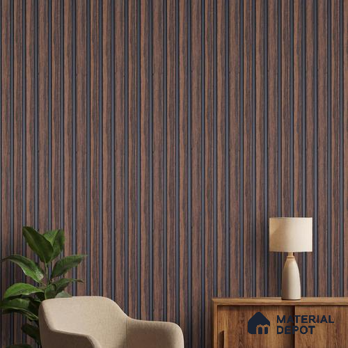 Brown Wooden Louver PN 03284 8 ft x 4.9 inch Charcoal Panel - 8 mm | Suitable for Feature Wall, TV Unit & Living Room | Width is Subjected to 5% Variation