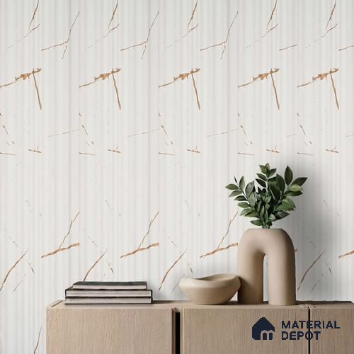 Cream Marble Louver PN 03543 9.5 ft x 4.7 inch Charcoal Panel - 12 mm | Suitable for Feature Wall, TV Unit & Living Room | Width is Subjected to 5% Variation