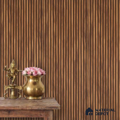 Brown Wooden Louver PN 03856 9.5 ft x 6 inch Charcoal Panel - 10 mm | Suitable for Feature Wall, TV Unit & Living Room | Width is Subjected to 5% Variation