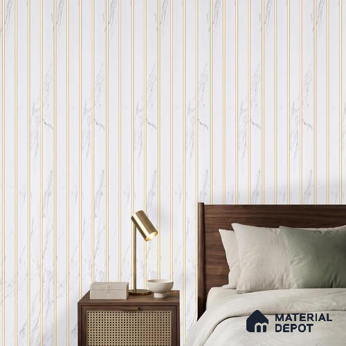 White Marble Louver PN 03874 9.5 ft x 6 inch Charcoal Panel - 10 mm | Suitable for Feature Wall, TV Unit & Living Room | Width is Subjected to 5% Variation