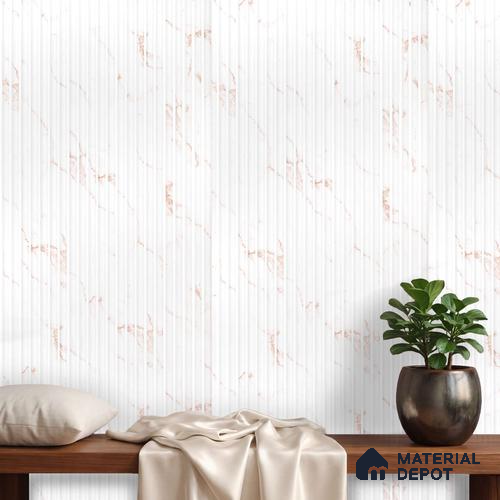 White Marble Louver PN 03882 9.5 ft x 6 inch Charcoal Panel - 10 mm | Suitable for Feature Wall, TV Unit & Living Room | Width is Subjected to 5% Variation